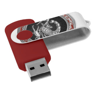 [610] Sacred Silver Scorpion on Black USB Flash Drive