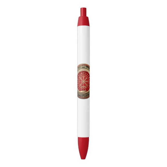 [610] Vegvisir - Viking Gold Magic Runic Compass Pen (Front Vertical)