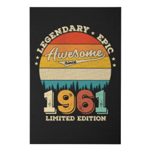 61 Year Old Awesome Since 1961 61st Birthday Gift Faux Canvas Print