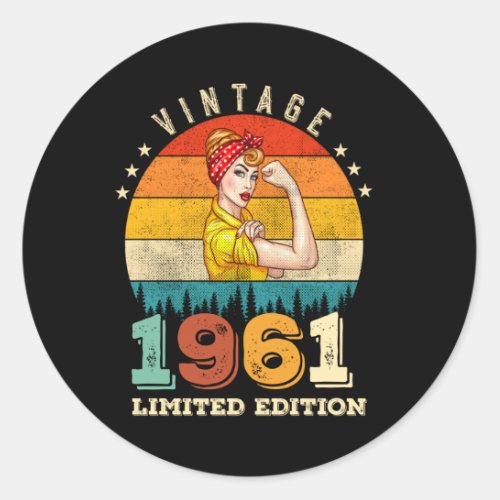 61 Year Old Women Bday 1961 Vintage 61st Birthday Classic Round Sticker