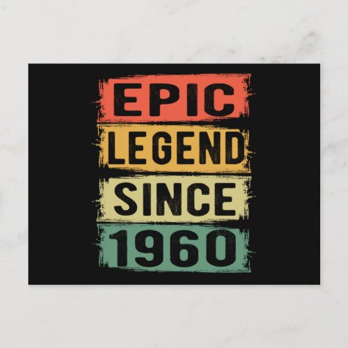 61 Years Old Bday 1960 Epic Legend 62nd Birthday Postcard