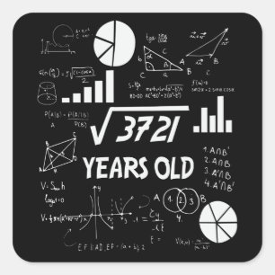 61 Years Old Bday Math Teacher 61st Birthday Gift Square Sticker