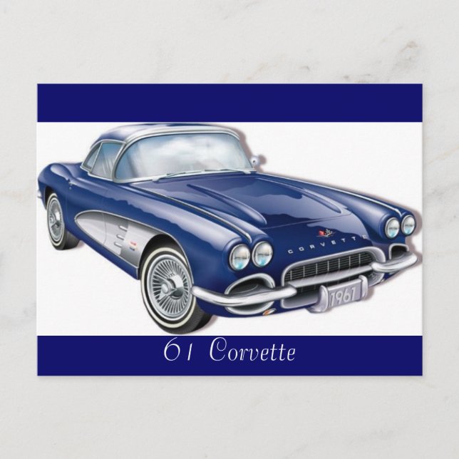 61CorvetteGlitzie, 61 Corvette Postcard (Front)