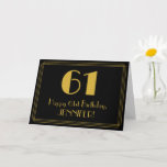 [ Thumbnail: 61st Birthday: Art Deco Inspired Look "61" + Name Card ]