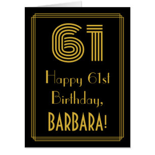 61st Birthday: Art Deco Inspired Look “61” + Name Card