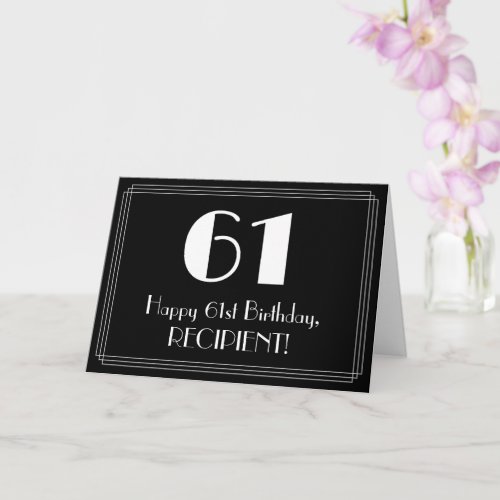 61st Birthday  Art Deco Inspired Look 61 Name Card
