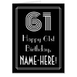 [ Thumbnail: 61st Birthday — Art Deco Inspired Look “61” + Name Card ]