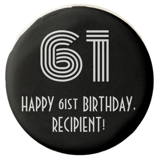 61st Birthday - Art Deco Inspired Look "61", Name Chocolate Covered Oreo (Front)