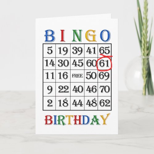 61st Birthday Bingo card
