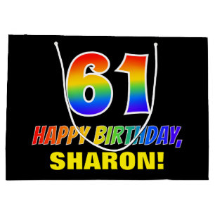 61st Birthday: Bold, Fun, Simple, Rainbow 61 Large Gift Bag