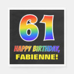 [ Thumbnail: 61st Birthday: Bold, Fun, Simple, Rainbow 61 Napkins ]