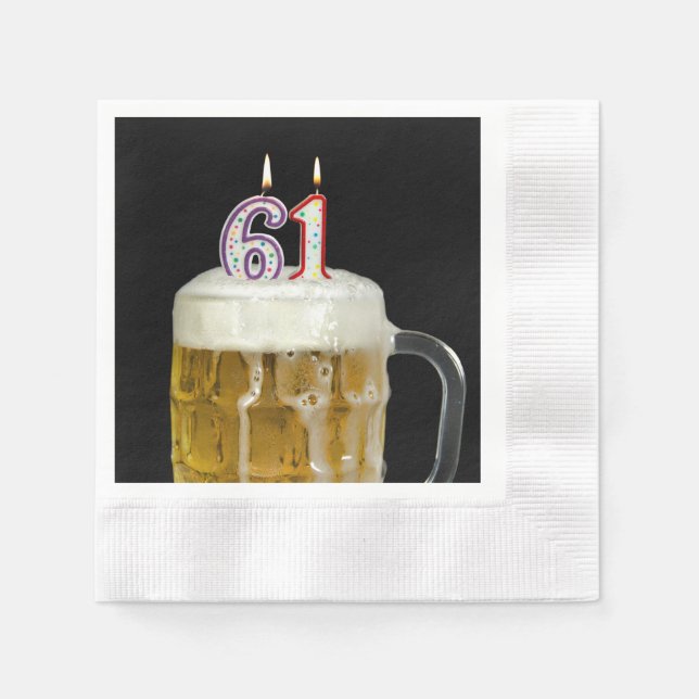 61st birthday candles in beer napkins (Front)