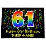 [ Thumbnail: 61st Birthday - Colorful Music Symbols, Rainbow 61 Gift Bag ]