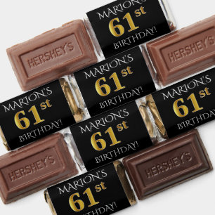 61st Birthday — Elegant, Faux Gold Look 61 + Name Hershey's Miniatures