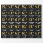 [ Thumbnail: 61st Birthday: Elegant Luxurious Faux Gold Look # Wrapping Paper ]
