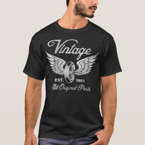 61st Birthday Est 1961 Gift Vintage Motorcycle T_Shirt