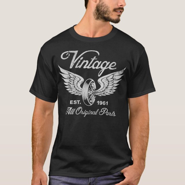 61st Birthday Est 1961 Gift Vintage Motorcycle T-Shirt (Front)