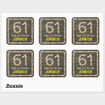 [ Thumbnail: 61st Birthday: Floral Number, Faux Wood Look, Name Sticker ]