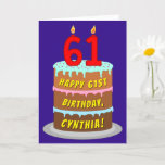 [ Thumbnail: 61st Birthday: Fun Cake and Candles + Custom Name Card ]