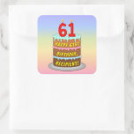 [ Thumbnail: 61st Birthday: Fun Cake and Candles + Custom Name Sticker ]