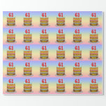 [ Thumbnail: 61st Birthday: Fun Cake and Candles + Custom Name Wrapping Paper ]