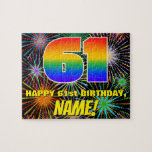 [ Thumbnail: 61st Birthday: Fun, Colorful Celebratory Fireworks Jigsaw Puzzle ]
