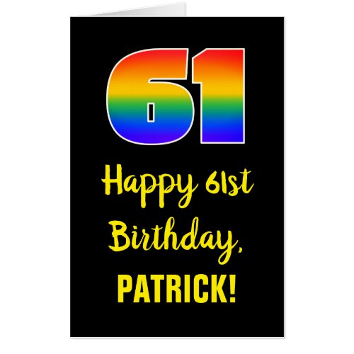 61st Birthday Fun Colorful Happy Rainbow  61 Card