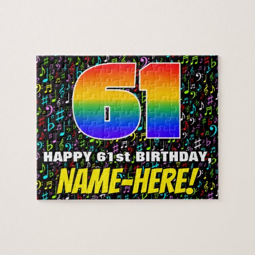 61st Birthday â Fun Colorful Music Symbols  âœ61â Jigsaw Puzzle