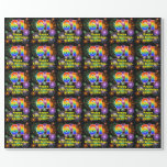 [ Thumbnail: 61st Birthday: Fun Fireworks, Rainbow Look # “61” Wrapping Paper ]