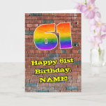 [ Thumbnail: 61st Birthday: Fun Graffiti-Inspired Rainbow 61 Card ]