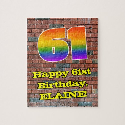 61st Birthday Fun Graffiti_Inspired Rainbow 61 Jigsaw Puzzle