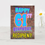 [ Thumbnail: 61st Birthday - Fun, Urban Graffiti Inspired Look Card ]