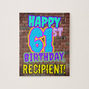 61st Birthday ~ Fun, Urban Graffiti Inspired Look Jigsaw Puzzle