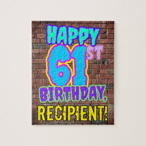 61st Birthday  Fun Urban Graffiti Inspired Look Jigsaw Puzzle