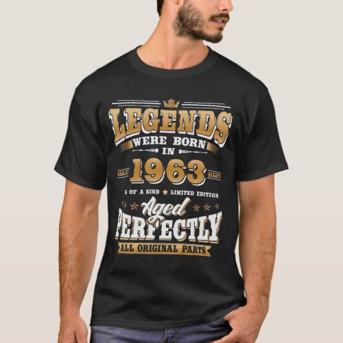 61st Birthday Gift Vintage 1963 61 Years Old T_Shirt