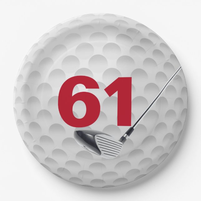 61st Birthday Golf Ball Design  Paper Plates (Front)