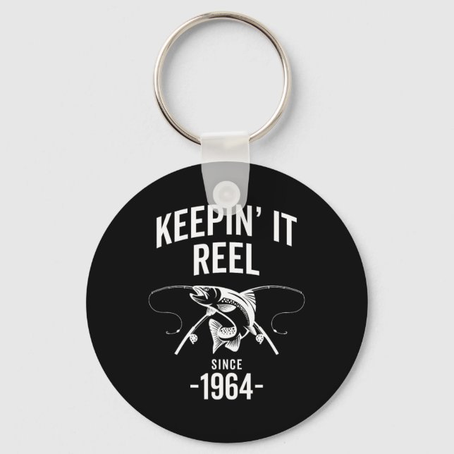 61st Birthday Keepin It Reel Since 1964 Fishing Fi Keychain (Front)