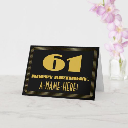 61st Birthday Name  Art Deco Inspired Look 61 Card