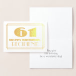 [ Thumbnail: 61st Birthday; Name + Art Deco Inspired Look "61" Foil Card ]