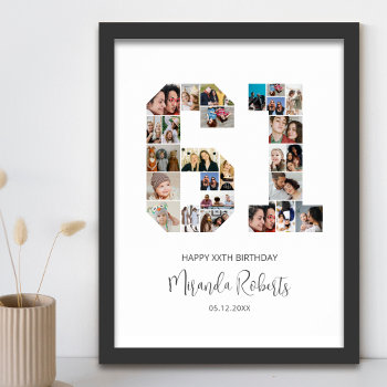 61st Birthday Number 61 Custom Photo Collage Poster by raindwops at Zazzle