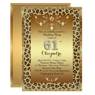 61st Birthday Invitations Zazzle 61st Birthday Party Royal Cheetah Gold Plus Invitation