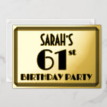 [ Thumbnail: 61st Birthday Party — Art Deco Look “61” + Name Invitation ]