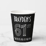 [ Thumbnail: 61st Birthday Party: Art Deco Style + Custom Name Paper Cups ]