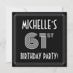 [ Thumbnail: 61st Birthday Party: Art Deco Style W/ Custom Name Invitation ]