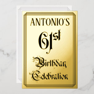61st Birthday Party — Elegant Script + Custom Name Foil Invitation