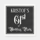 [ Thumbnail: 61st Birthday Party — Fancy Script + Custom Name Napkins ]
