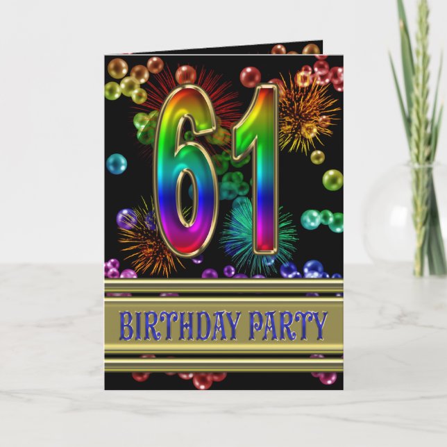 61st Birthday party Invitation (Front)