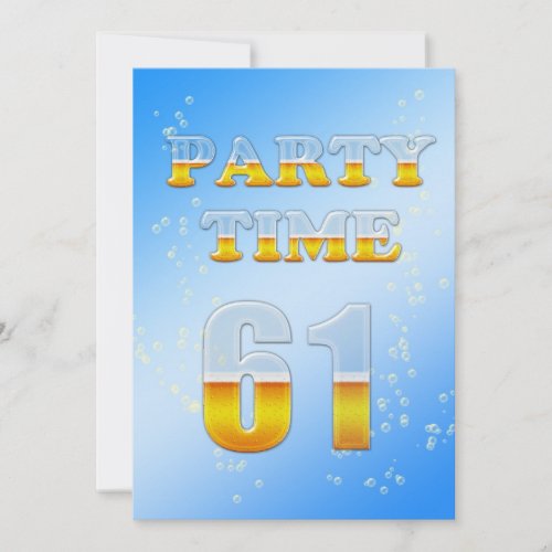 61st birthday party invitation with beer