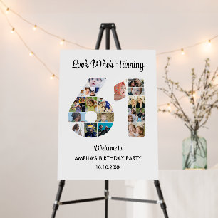 61st Birthday Party Number 61 Photo Collage Foam Board