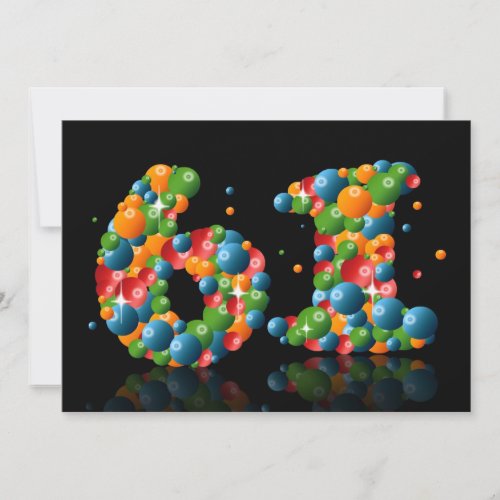 61st Birthday party with bubbles and balls Invitation